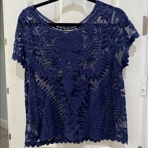 EXPRESS BLUE LACE SHORT SLEEVE TOP